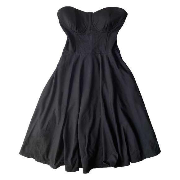 BEBE BUSTIER SKATER BLACK DRESS - Picture 2 of 2